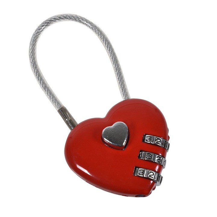 Lacat Combinatie, Inima, Rosu, 4x8cm, MYONNA IT & E- COMMERCE ®