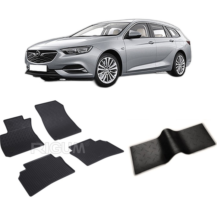 Set covorase auto OPEL INSIGNIA B din 07.2017-PREZENT, cu covoras tunel median, CAROSERIE COMBI, Presuri cauciuc 100%, compatibil cu autoturismul OPEL INSIGNIA B, Rigum