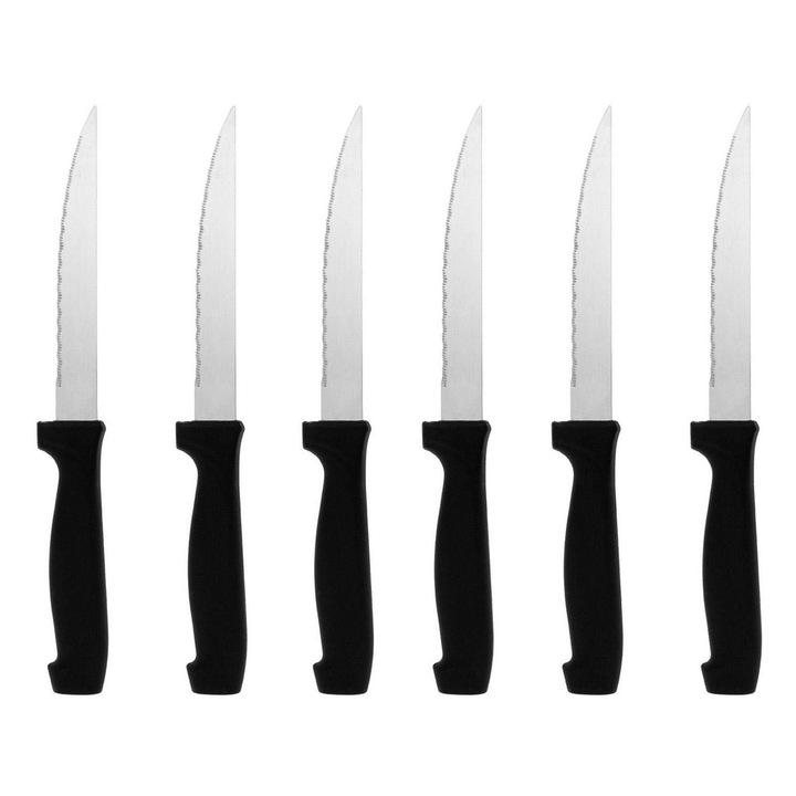 Set Cutite Bucatarie, Inox, 22 cm, Negru, 6 Bucati, MYONNA IT & E- COMMERCE ®