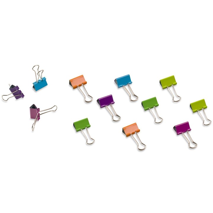 Метални кламери, комплект 12 броя, многоцветни, 25 мм, MYONNA IT & E- COMMERCE ®