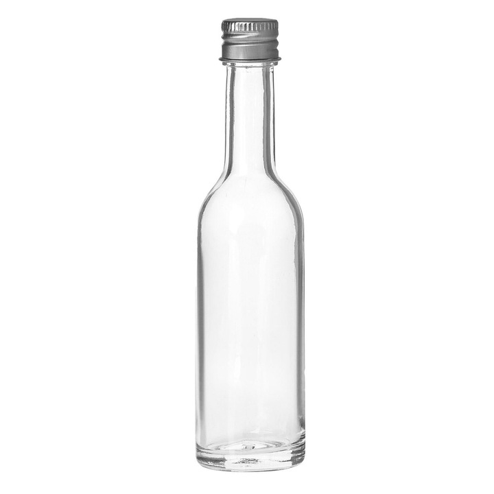 Üveg alkoholos italokhoz, fém kupakkal, 0,05 literes űrtartalommal, átlátszó, MYONNA IT & E-COMMERCE ®