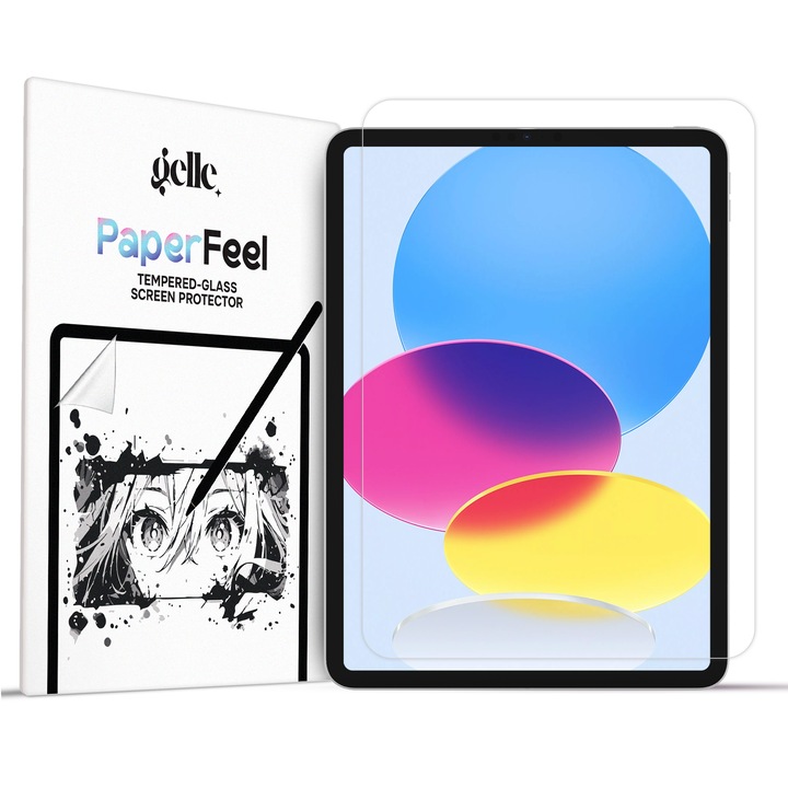 Стъклен протектор с хартиена текстура Gelle за Apple iPad 11", A16 (2025), идеално за рисуване/писане, матово, антирефлексен