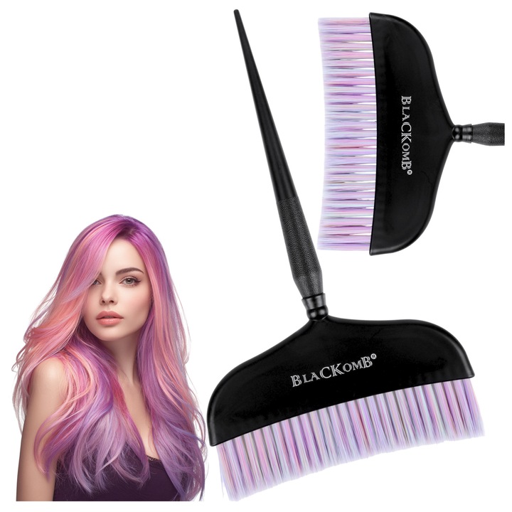 Pensulă pentru vopsirea părului, Ponik's, mare, 14x14cm, negru/violet