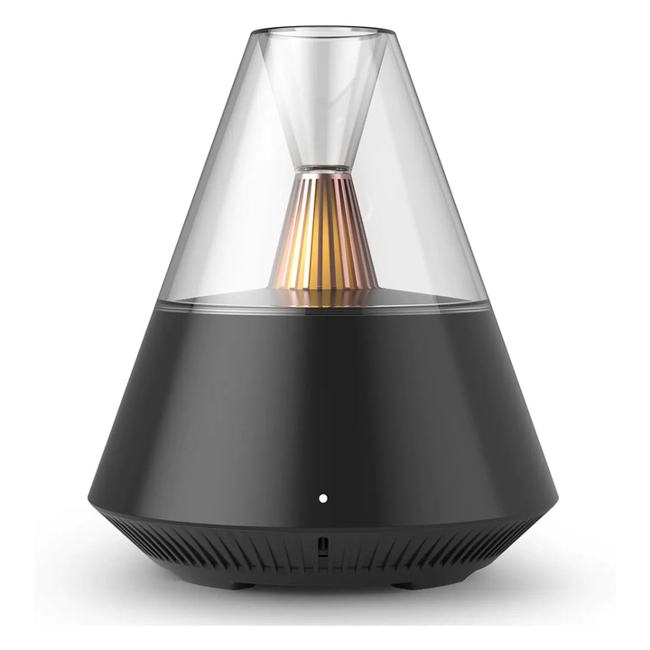 Difuzor de Ulei Esential Elindor® Aromaterapie, Umidificator de Aer, Aparat cu Rezervor 150ml, Capac Fumuriu, Oprire Automata, Ultrasonic, Lumina Ambientala Tip Lumanare, 2 Moduri Functionare, 25 dB, Aria de Acoperire 20 m², Negru