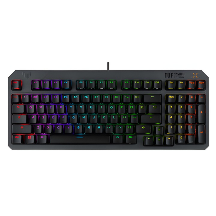 Клавиатура Asus TUF Gaming K3 Gen II, Жична, Оптично-механична, RGB, Геймърска, HU layout, Червени суичове, Черен