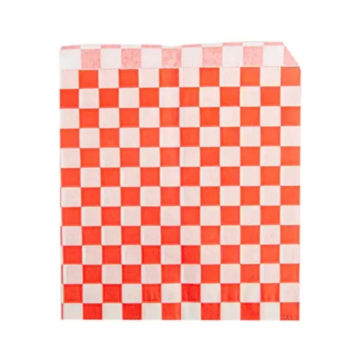 Punga de hartie pentru burgeri, Fitipaldi, 14x13 cm, set 1000 bucati, hartie pergamentata, rosu si alb, biodegradabila, conform standardelor EN 13432 si ASTM