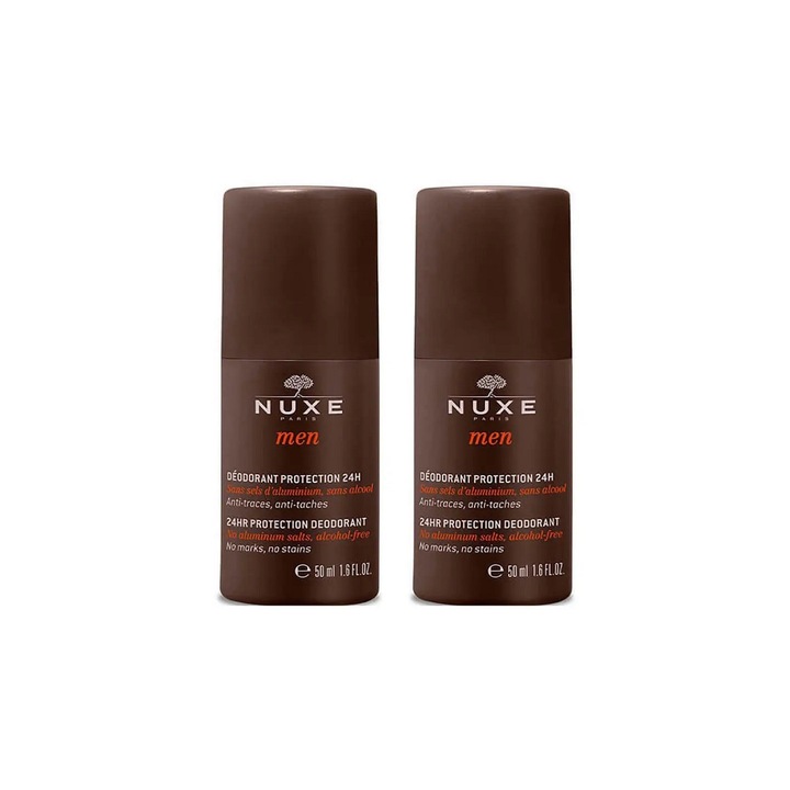 Set Deodorant Roll-On Nuxe Men 50 ml, 2 pcs, 24h Protecție, pentru Bărbați