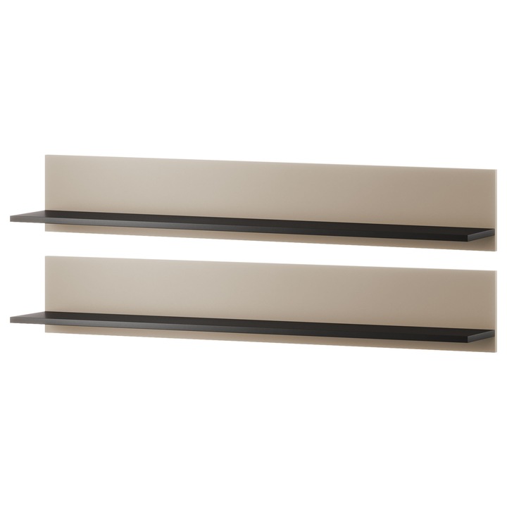 Doua polite Boho B5, MIRJAN 24, casmir + negru, 20x125x20 cm