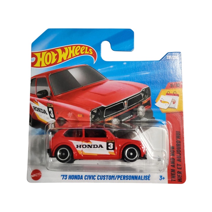 Masinuta Hot Wheels Honda Civic Custom / Personnalise '73, rosu, scara 1:64 - model 2025
