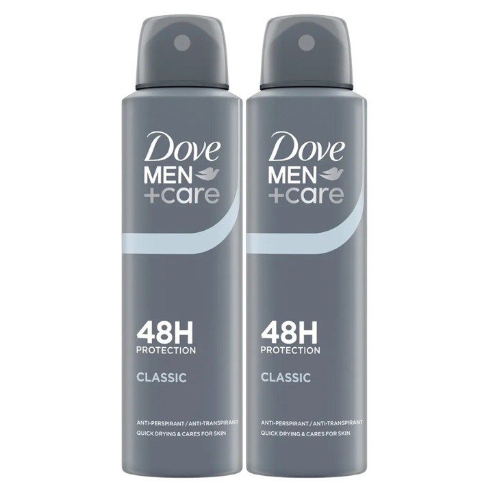 Szett 2x dezodor spray Dove Men +Care 48h, Classic, 150 ml