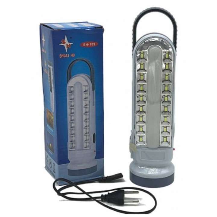 Lampa de urgenta LED reincarcabila SH-189, Lampa portabila de mana, Baterie de mare capacitate, LED-uri multiple si durata de viata extrem de lunga a bateriei