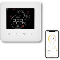 Termostat smart MOES pentru incalzire cu apa in pardoseala, 3A, WiFi, compatibil Alexa/Google Home, control prin aplicatie Tuya/Smart Life, culoare alb
