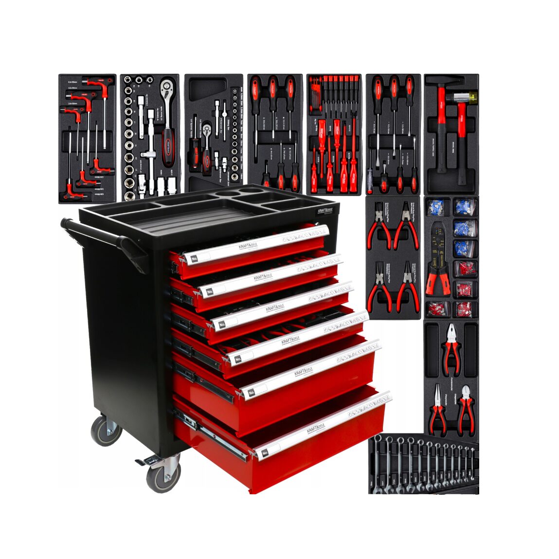 Dulap scule complet echipat, 6 sertare, 262 piese, Kraft - eMAG.ro