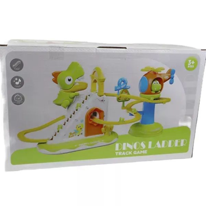 Set pistă cu dinozauri, cu efecte de lumină și sunet