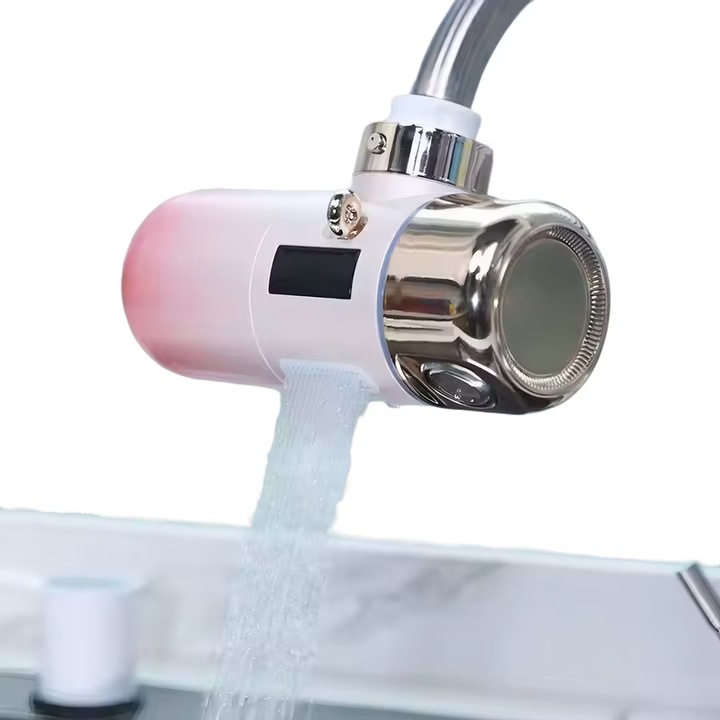Филтър за вода за кран с дигитален дисплей, За баня/кухня, UV светлина, Активен въглен, Премахва примеси, Тежки метали, Пречиства вода, Премахва хлор, Пречиства вода, Универсален, Розов