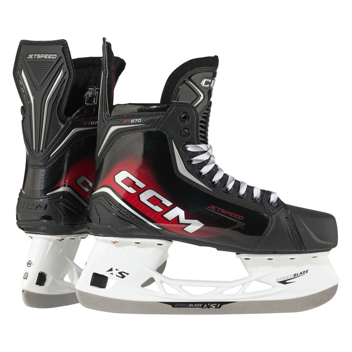 Patine de gheață CCM JETSPEED FT870, Wide 6.0, confort sporit, suport ergonomic, culoare neagră
