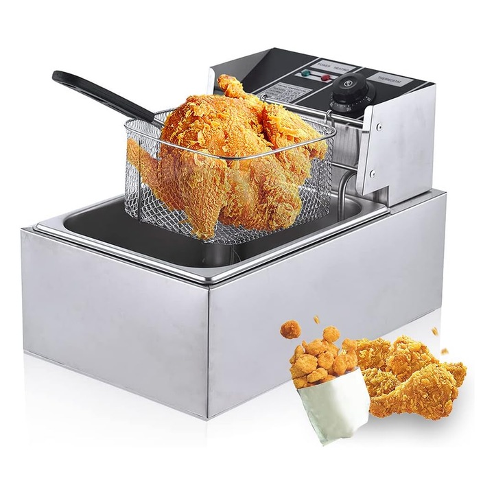 Friteuza electrica de mare capacitate, 6L, 2500W – Ideala pentru bucatarii casnice si comerciale, Happy Joker®