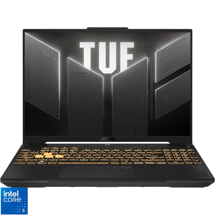Laptop ASUS Gaming 16'' TUF F16 FX607VJ, FHD+ 144Hz, Intel® Core™ 5 210H processzor (12M gyorsítótár, akár 4.80 GHz), 16GB DDR4, 512GB SSD, GeForce RTX 3050 6GB, Operációs rendszer nélkül, Mecha szürke