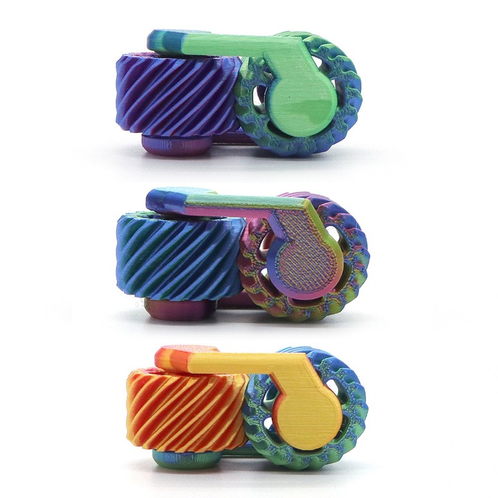 3 db-os Fidget Spinner játék szett, 3D nyomtatott játékok, Stresszoldó, Többszínű, 3x6cm