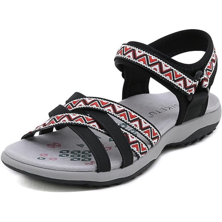 Nyári szandál, könnyű, kényelmes, fekete-piros, méret: 39 EU