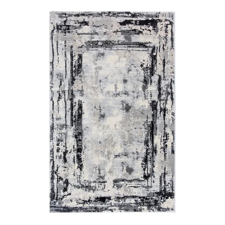 Covor modern si elegant Rose, 50122, gri/negru, cu chenar, 200 x 300 cm