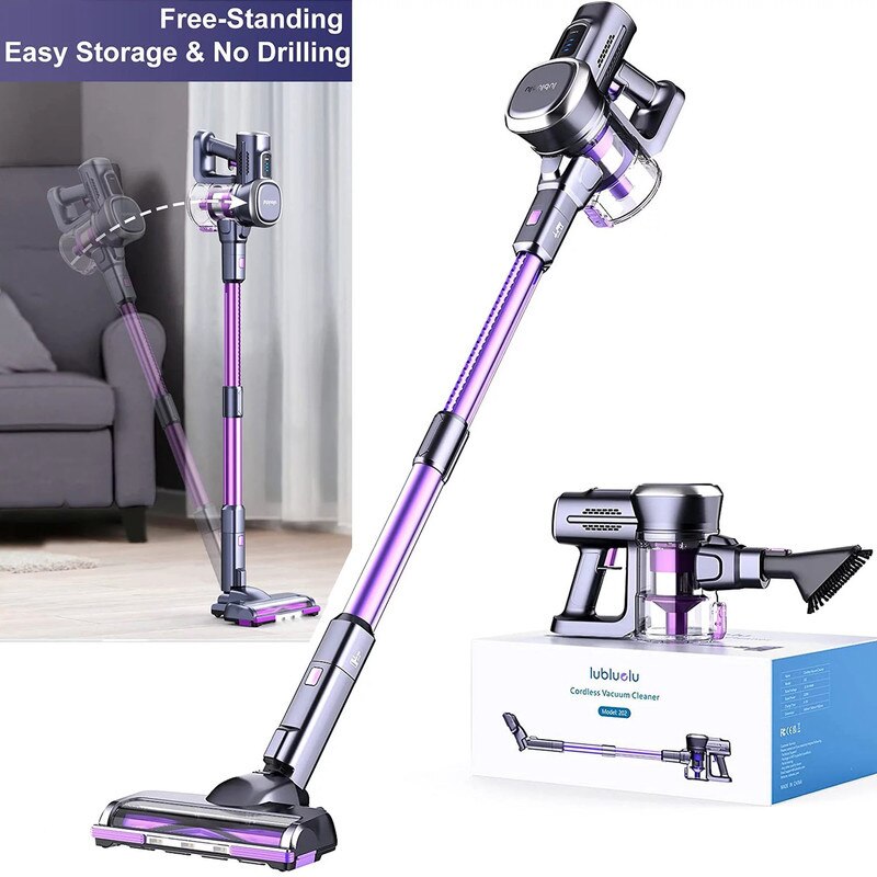 Aspirator vertical Lubluelu 202, fara fir, 25KPa, 50min autonomie, multicolor, 6 in 1