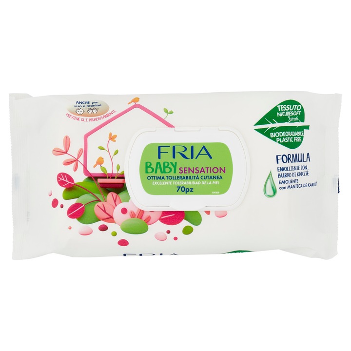 Servetele umede emoliente Baby Sensation cu unt de shea - 70 bucati