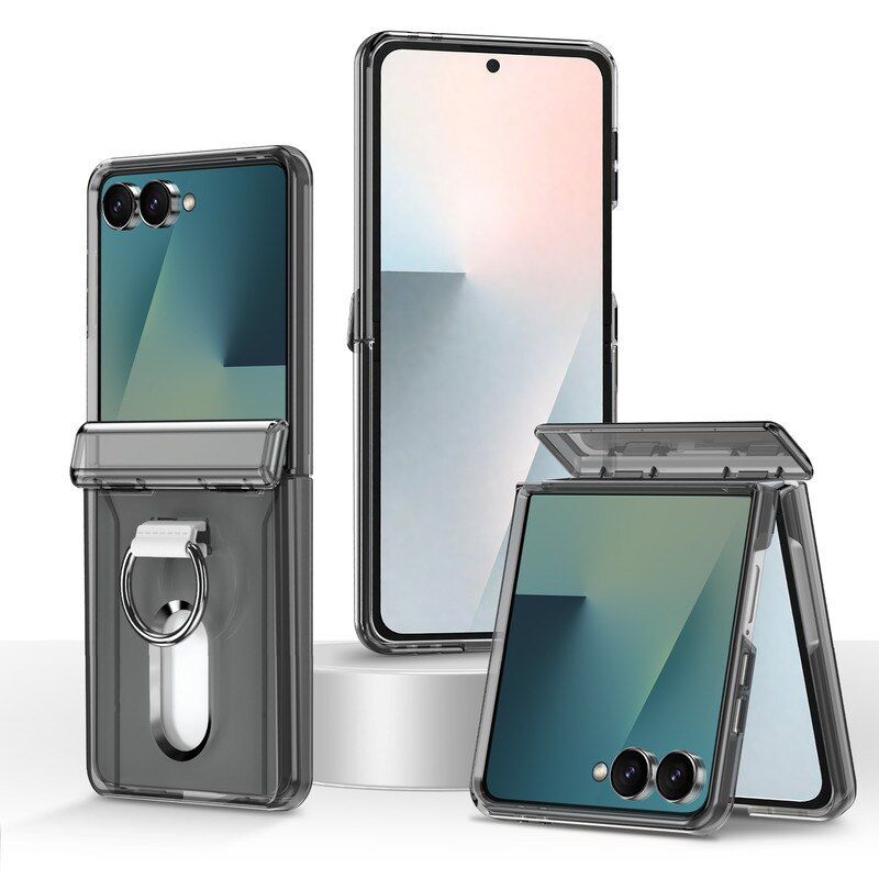 Husa pentru Samsung Galaxy Z Flip7 cu MagSafe, Perfect Adaptata Pliabil, Borduri Inalte pentru Ecran & Camera, Profil Subtire, Spatiu 2 Carduri, LIXR-03EN®, Negru Transparent
