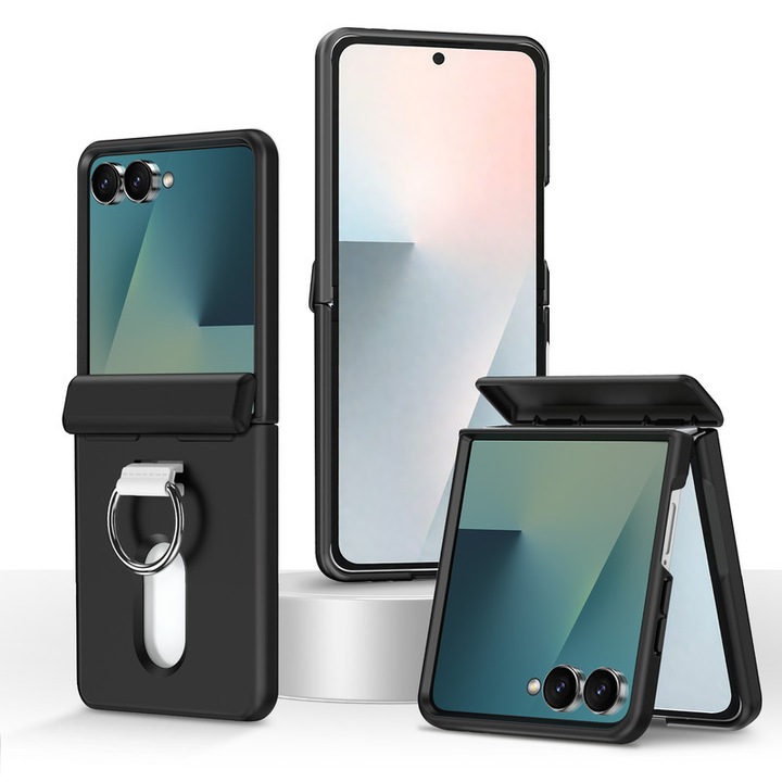 Калъф, съвместим със зареждане Magsafe за Samsung Galaxy Z Filp7, LIXR-03EN, черен, защитен, тънък, повдигнати ръбове за защита на екрана и камерата, съхранява 2 карти или повече пари