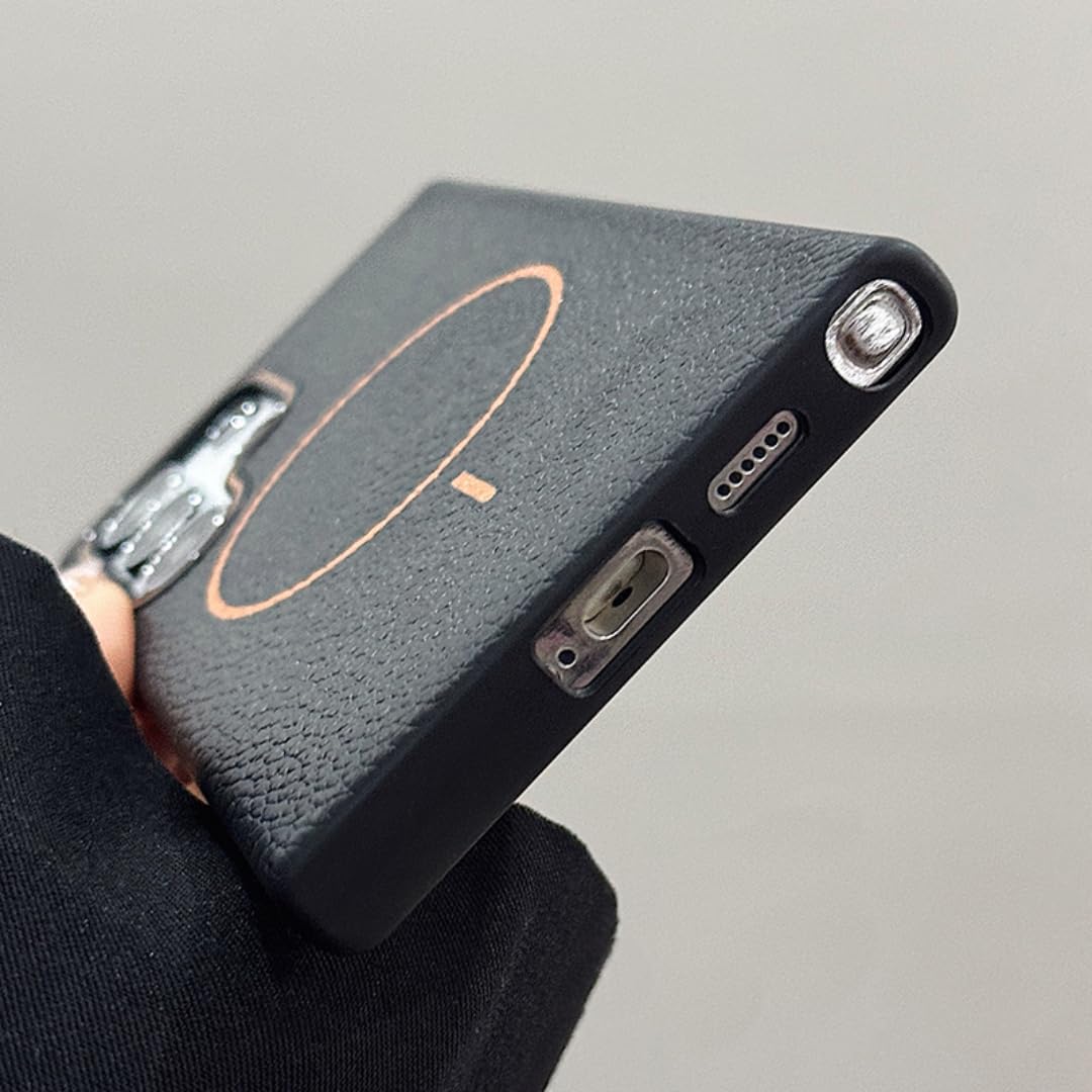 Husa pentru Samsung Galaxy S25 Ultra cu MagSafe, cu textura bomboanata de piele artificiala, Protectie durabila din TPU, LIXR-04EN®, Negru + Albastru Gri