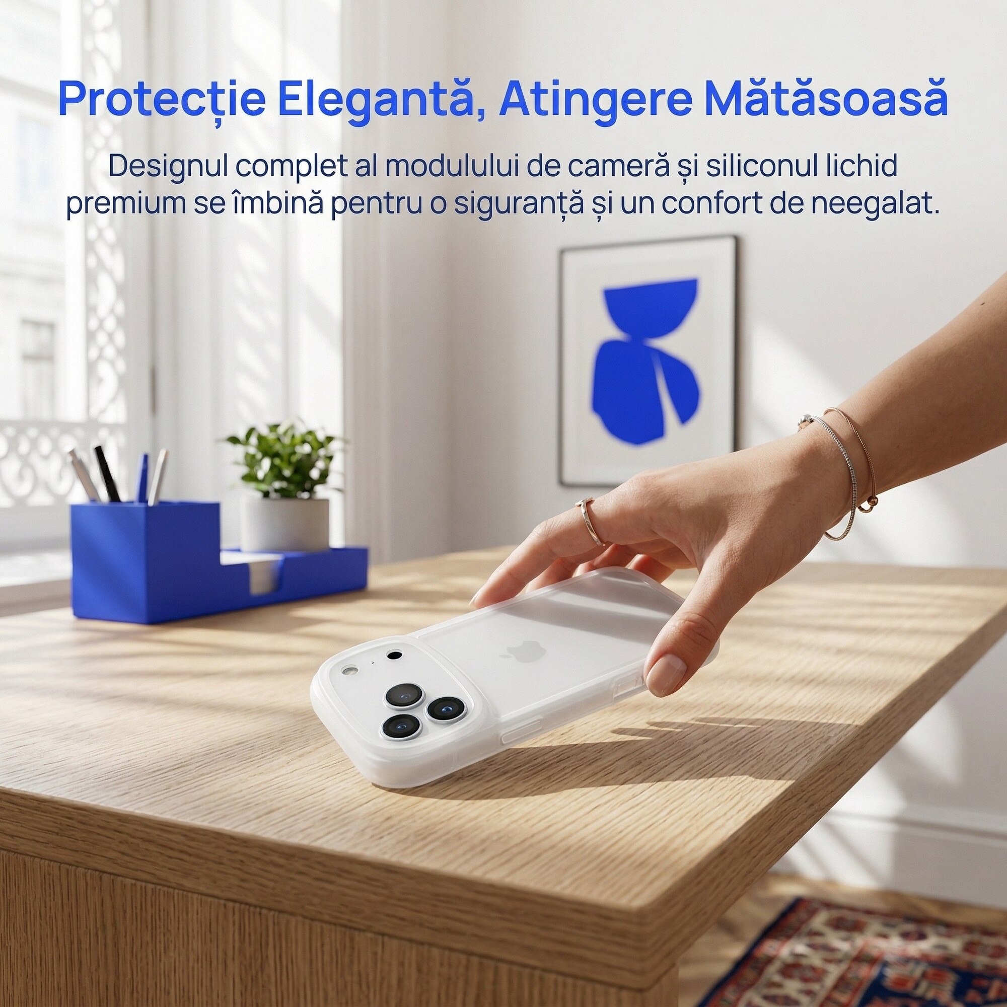 Husa de Protectie pentru iPhone 17 Pro, Alb translucid, Margini Ridicate, Policarbonat Premium, Anti-Soc, Anti-Zgarieturi, Anti-Amprenta, LIXN-03N®