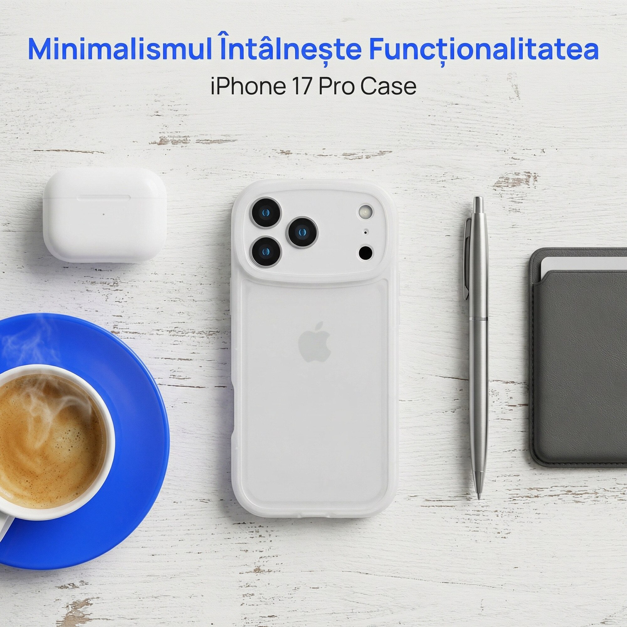 Husa de Protectie pentru iPhone 17 Pro, Alb translucid, Margini Ridicate, Policarbonat Premium, Anti-Soc, Anti-Zgarieturi, Anti-Amprenta, LIXN-03N®