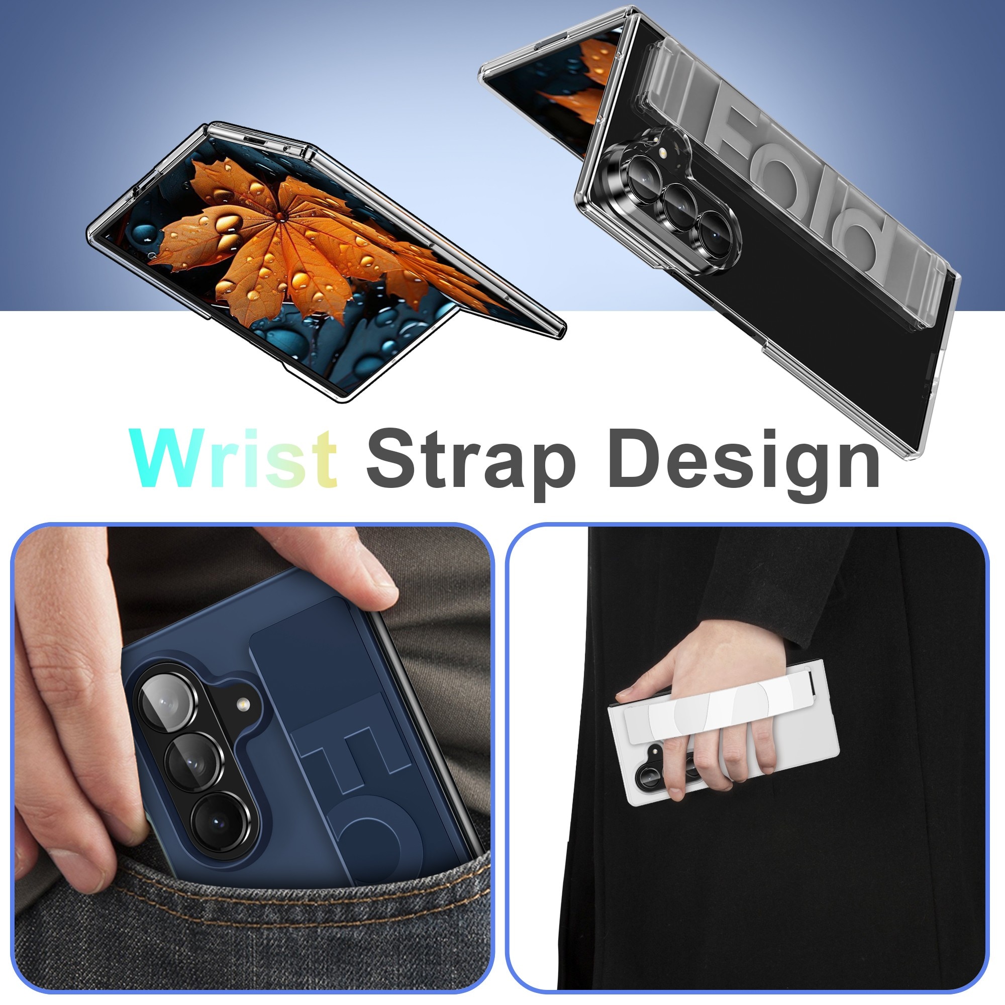 Husa pentru Samsung Galaxy Z Fold7, Prindere Sigura cu Curea Elastica, Protectie Integrala Anti-Soc, Design Durabil, LIXR-03EN®, Alb Mat