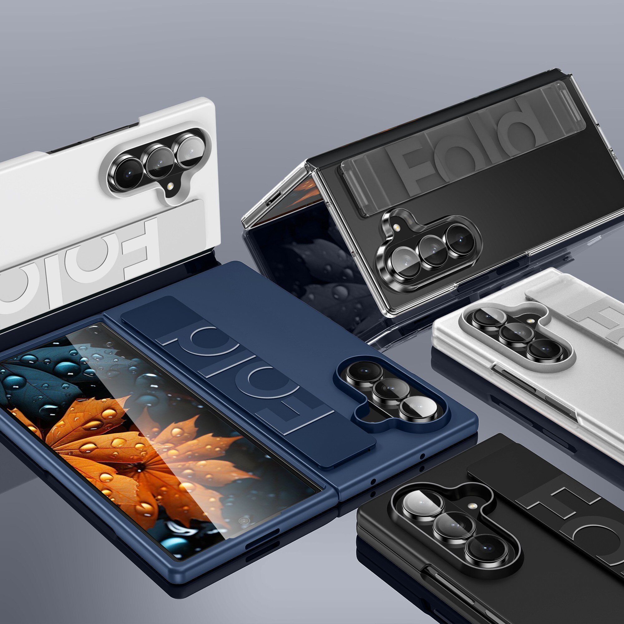 Husa pentru Samsung Galaxy Z Fold7, Prindere Sigura cu Curea Elastica, Protectie Integrala Anti-Soc, Design Durabil, LIXR-03EN®, Alb Mat