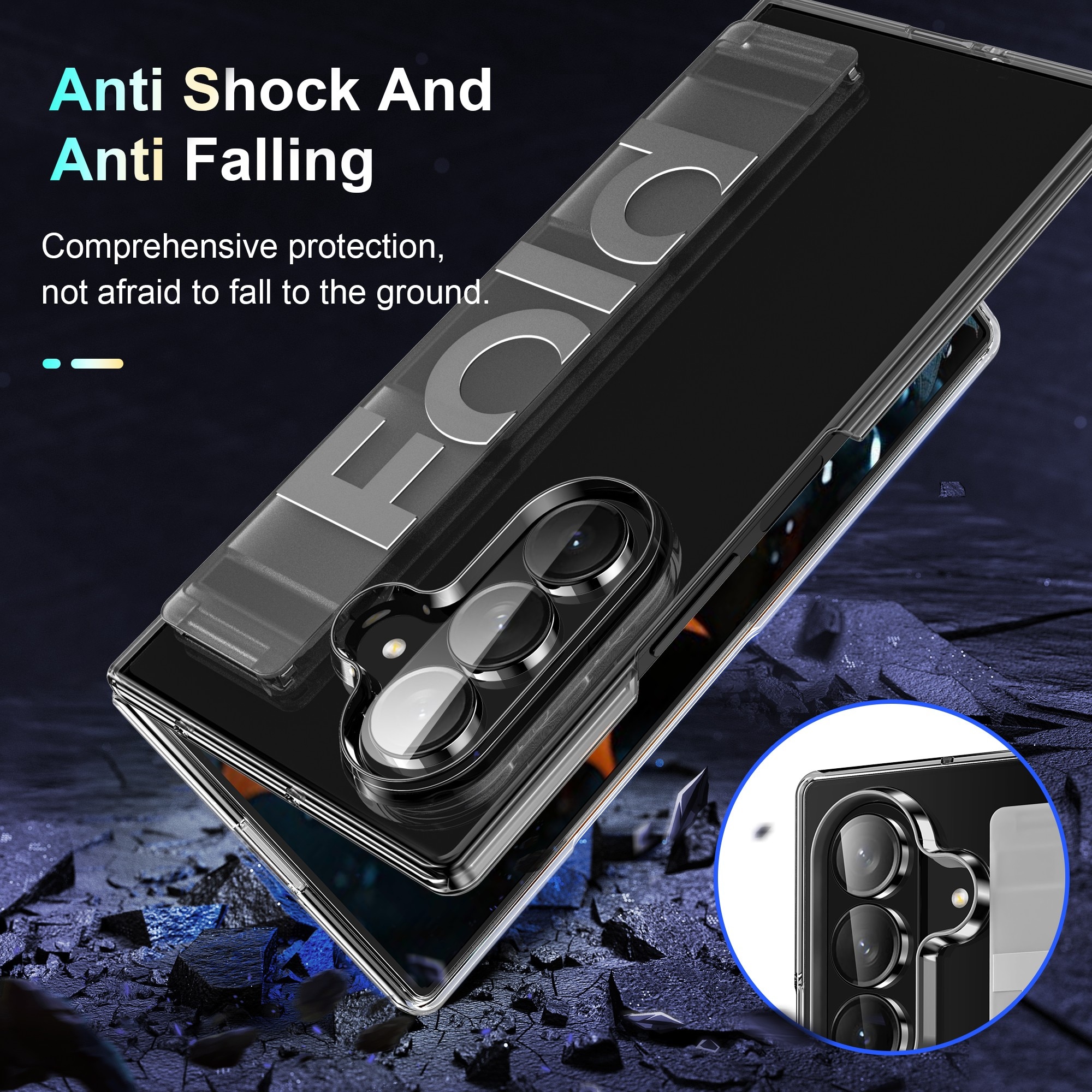 Husa pentru Samsung Galaxy Z Fold7, Prindere Sigura cu Curea Elastica, Protectie Integrala Anti-Soc, Design Durabil, LIXR-03EN®, Alb Mat