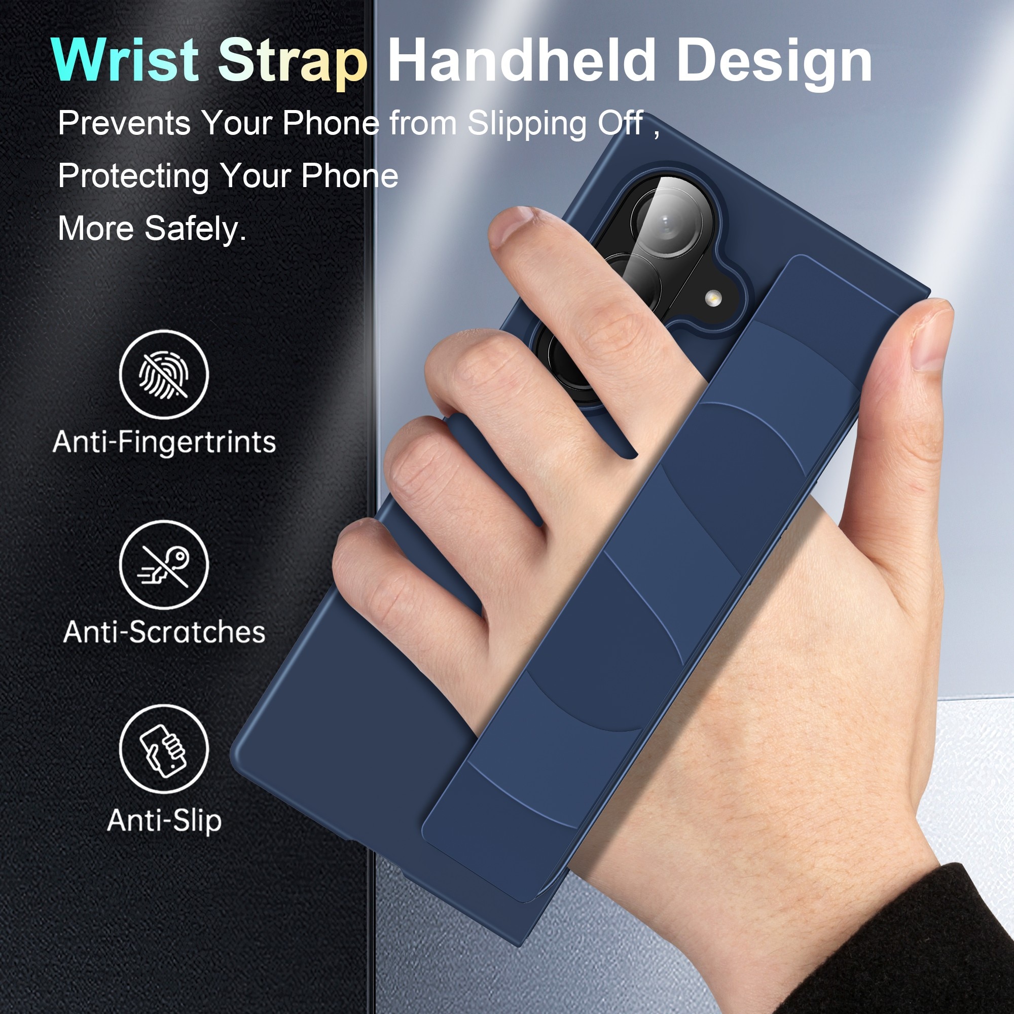 Husa pentru Samsung Galaxy Z Fold7, Prindere Sigura cu Curea Elastica, Protectie Integrala Anti-Soc, Design Durabil, LIXR-03EN®, Alb Mat