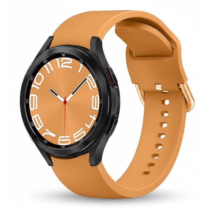 Силиконова спортна каишка, за Samsung Galaxy Watch 7 / 6 / 5 / 5 Pro / 4, ширина 20мм, унисекс, метална катарама, Оранжев