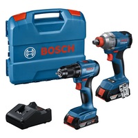 Set scule pe acumulator Bosch Professional, Masina de insurubat cu impact GDX 18V-285 + Masina de gaurit si insurubat (bormasina) GSR 185-LI, brushless, 18 V,include: 2 acumulatori 18V 2.0 Ah, incarcator, valiza L-case