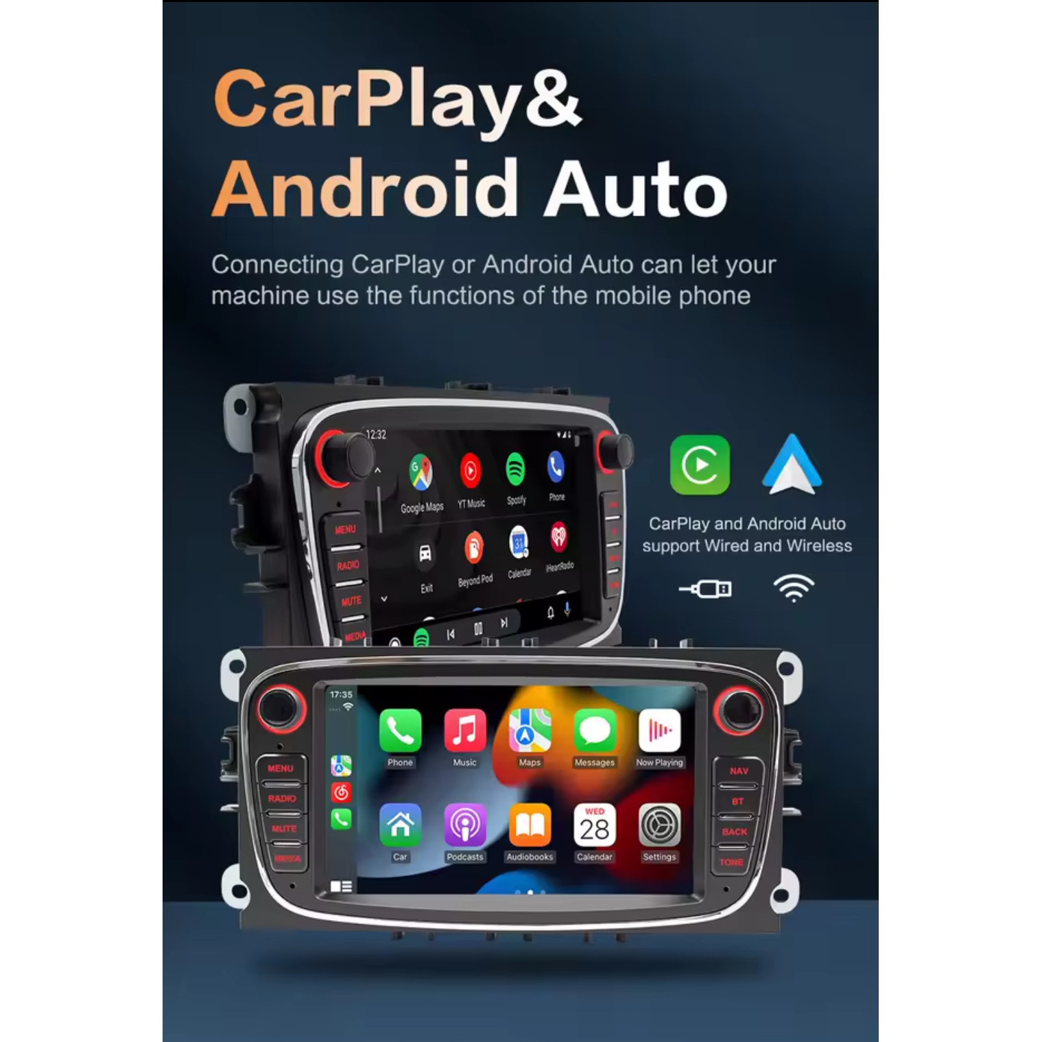 Navigatie Ford Mondeo Focus S Max Transit Galaxy, Android 13, 2GB RAM +32GB ROM, Internet, Aplicatii, Waze, Wi Fi, Usb, Bluetooth, Mirrorlink, Carplay [2]