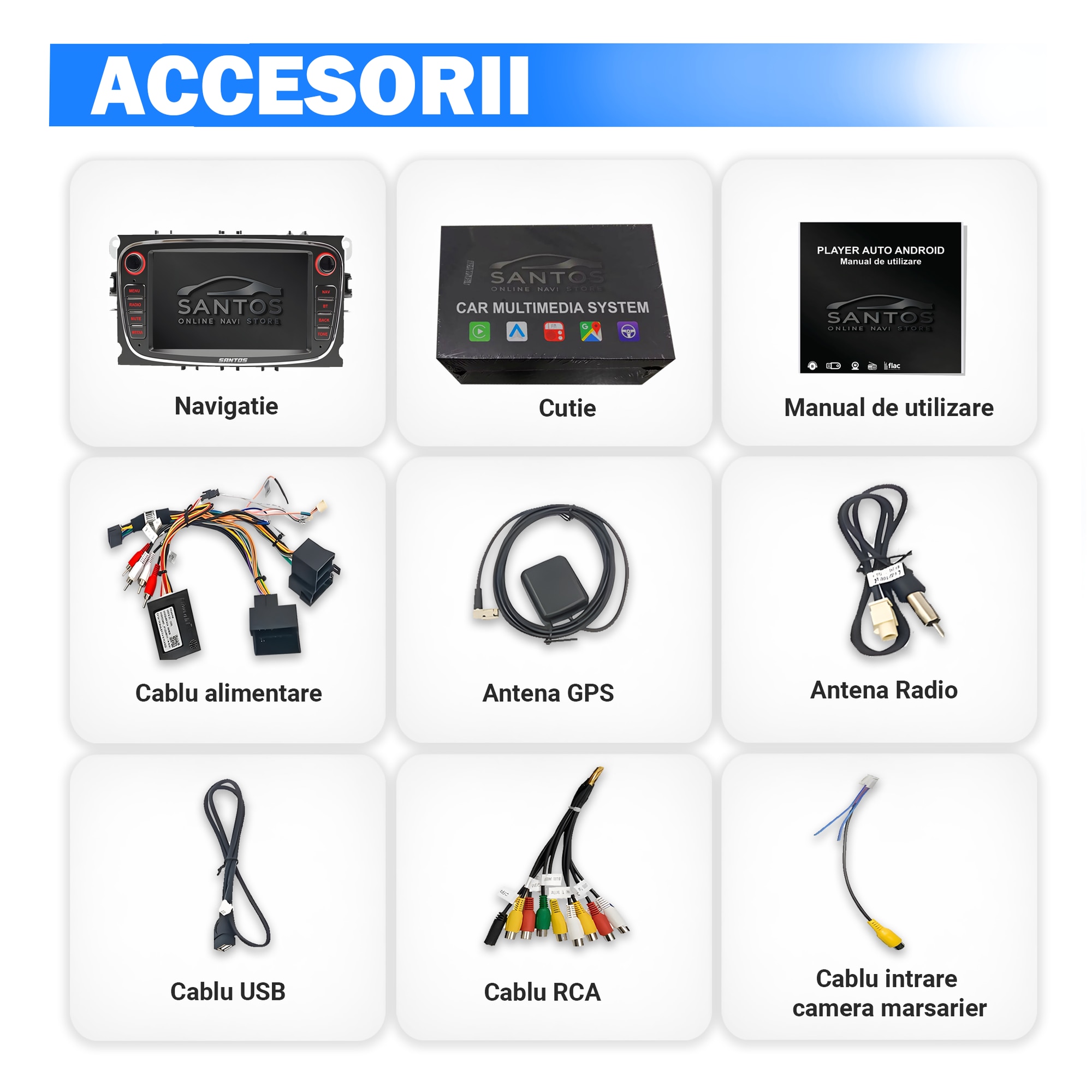 Navigatie Ford Mondeo Focus S Max Transit Galaxy, Android 13, 2GB RAM +32GB ROM, Internet, Aplicatii, Waze, Wi Fi, Usb, Bluetooth, Mirrorlink, Carplay [1]