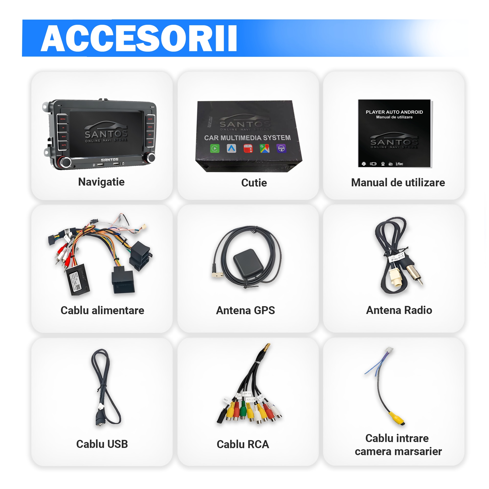 Navigatie VW Golf Polo Passat b7 b6 SEAT leon Skoda, 7 inch, Android 13, Carplay, 2GB RAM + 32 GB ROM, Aplicatii, Waze, Wi Fi, Usb, Bluetooth [1]