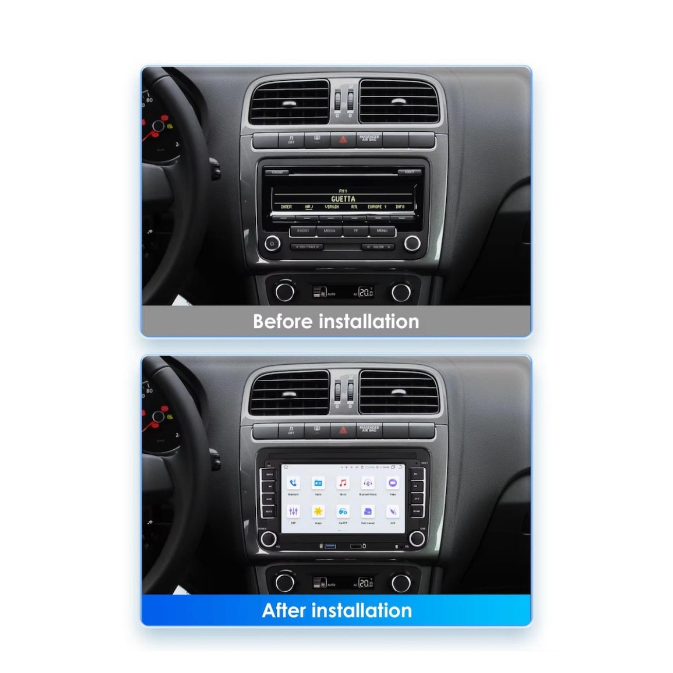 Navigatie VW Golf Polo Passat b7 b6 SEAT leon Skoda, 7 inch, Android 13, Carplay, 2GB RAM + 32 GB ROM, Aplicatii, Waze, Wi Fi, Usb, Bluetooth [2]