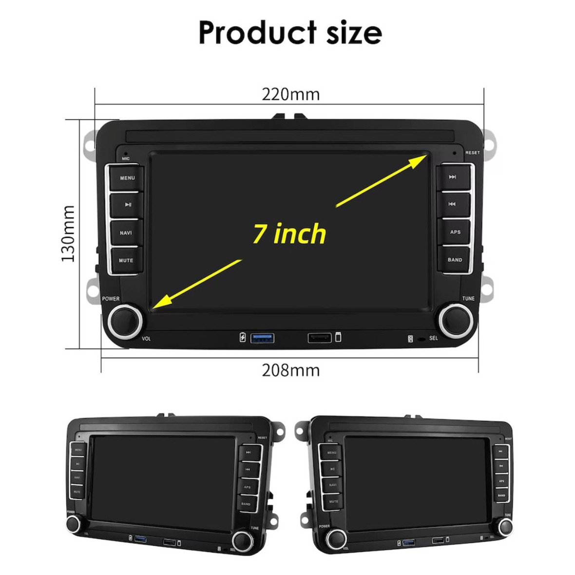 Navigatie VW Golf Polo Passat b7 b6 SEAT leon Skoda, 7 inch, Android 13, Carplay, 2GB RAM + 32 GB ROM, Aplicatii, Waze, Wi Fi, Usb, Bluetooth [4]