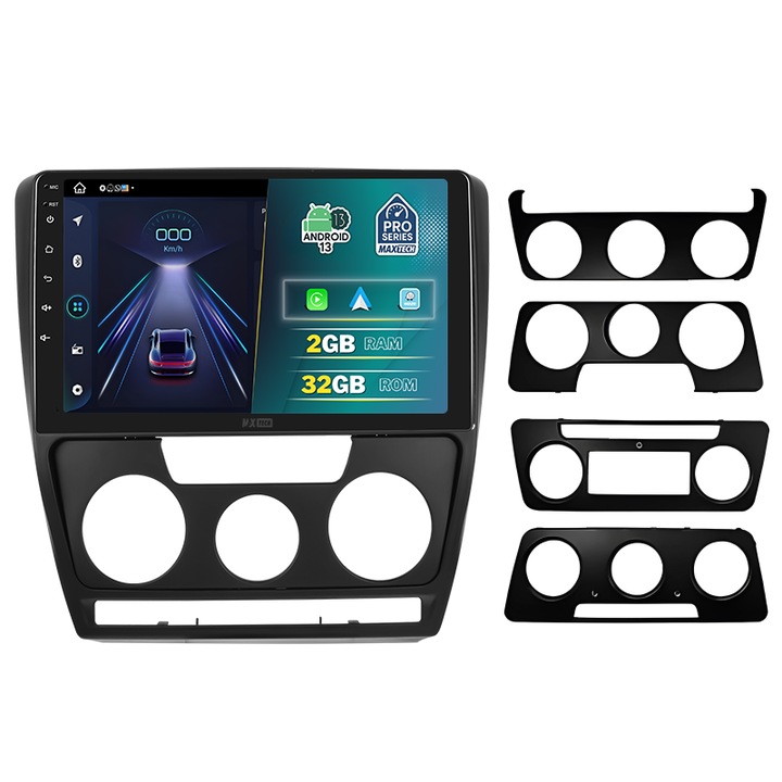 Navigatie Skoda Octavia 2 pre-facelift (2004–2008) dedicata, MaxTech® PRO SERIES, 2 GB Ram 32 GB Rom, Carplay & Android auto, Ecran 10” HD Touch, GPS, Wifi, Bluetooth, Radio, USB, EQ, DSP, Waze