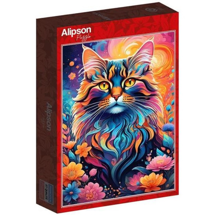 Puzzle Alipson de 1000 de piese - Pisică multicoloră (50228)