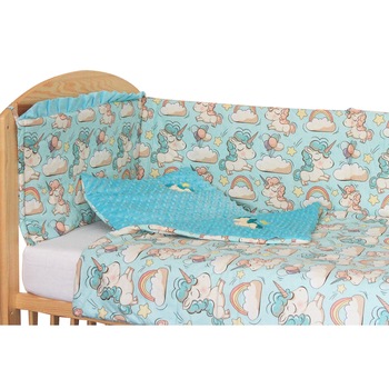 Lenjerie patut, 5 piese, Unicorn turcoaz, 120 x 60 cm Lenjerie patut, 5 piese, Unicorn turcoaz, 120 x 60 cm