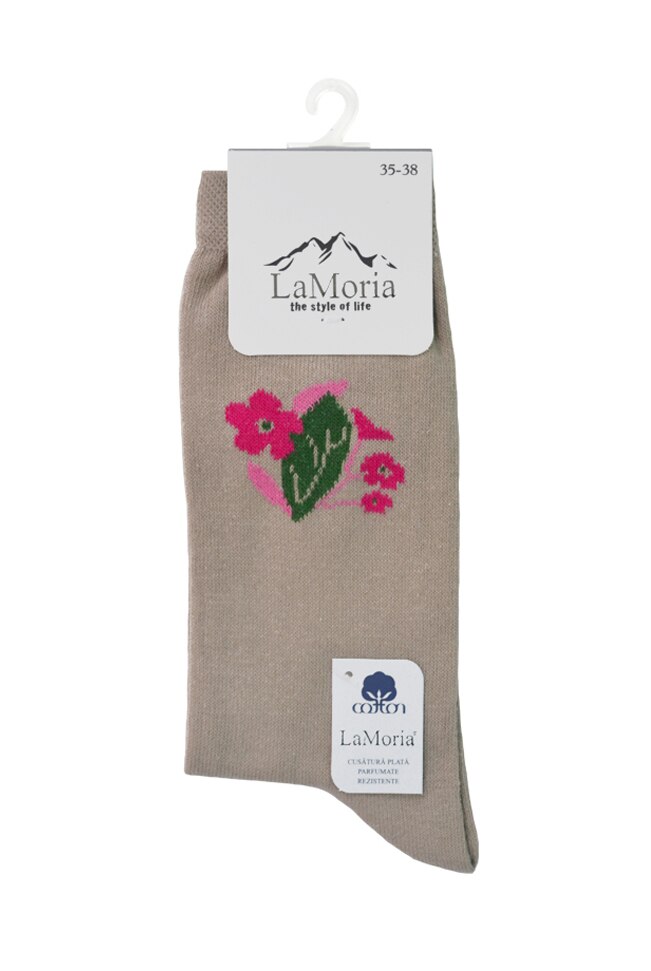 Sosete dama, bumbac, Bej