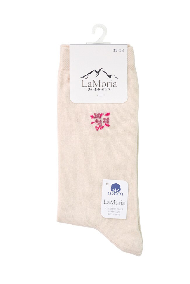 Sosete dama, bumbac, Crem