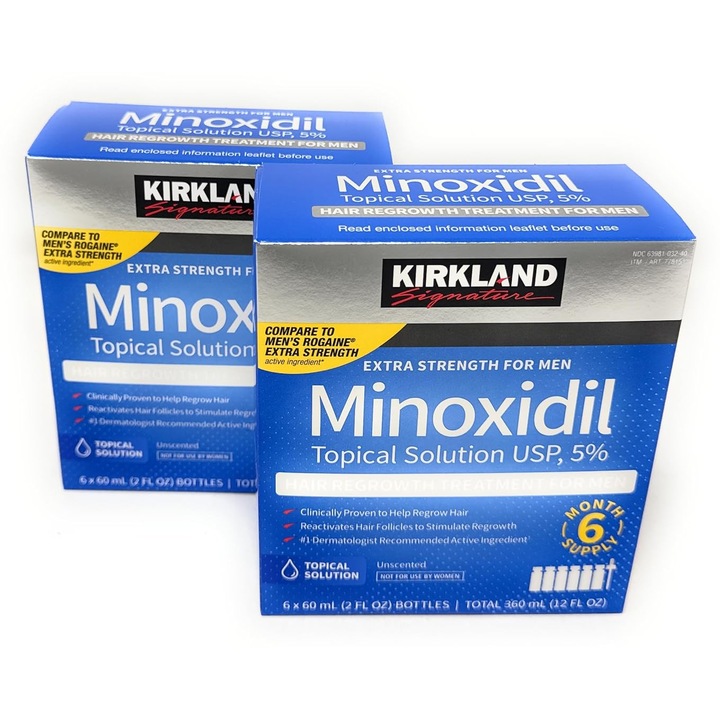 Tratamente pentru caderea parului, Kirkland, cu pipeta, 12 luni, 12 x 60g