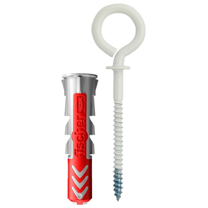 Diblu fischer DuoPower 8 x 40 cu agatator cu guler Sea tip inel - Ø5,0x 75x16 - Vopsit Alb